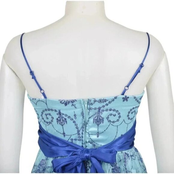 Beata Studio Dress Prom Grad Formal Blue Silver Size 5 - Picture 8 of 12